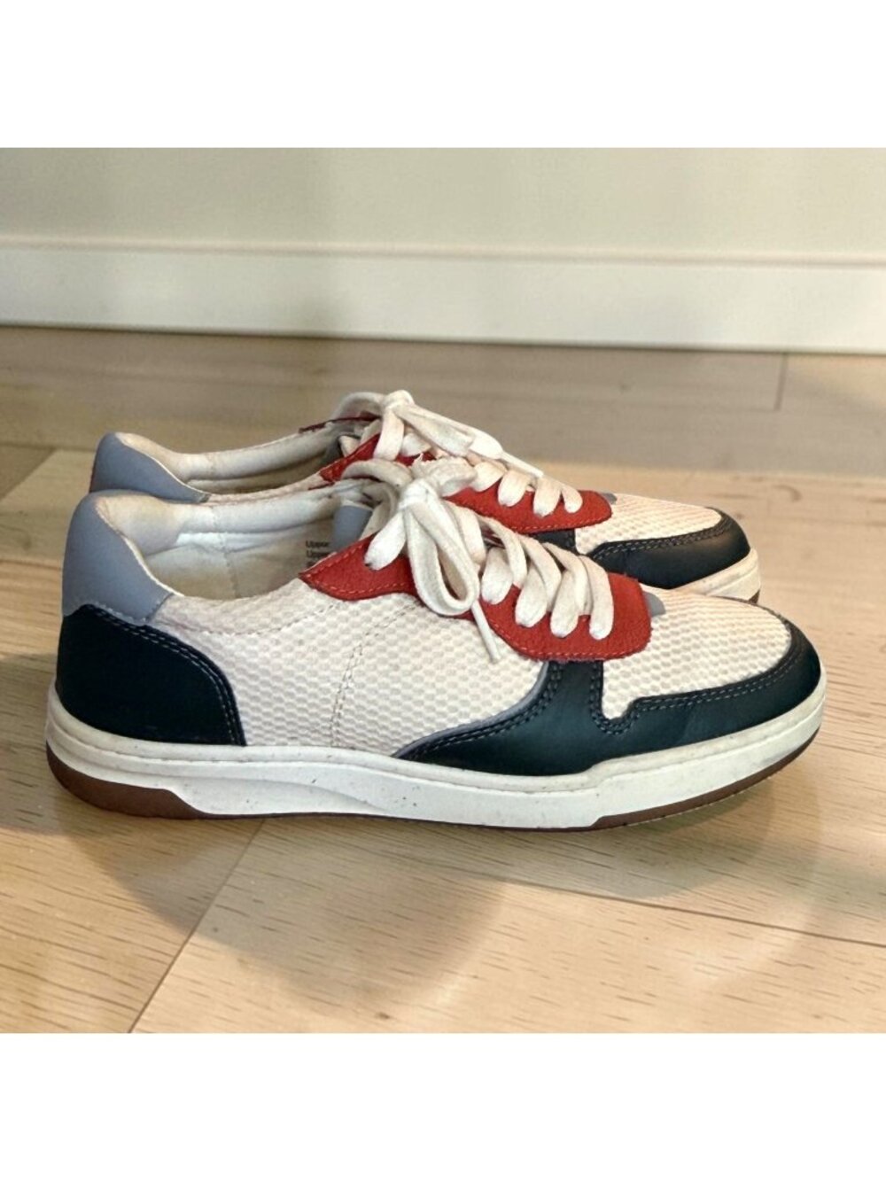 Madewell Size 7.5 Court Leather Orange Blue Trim Sneakers Shoes Womens
